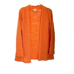 Laura Ashley orange knit open front cardigan lightweight size Small Preloved